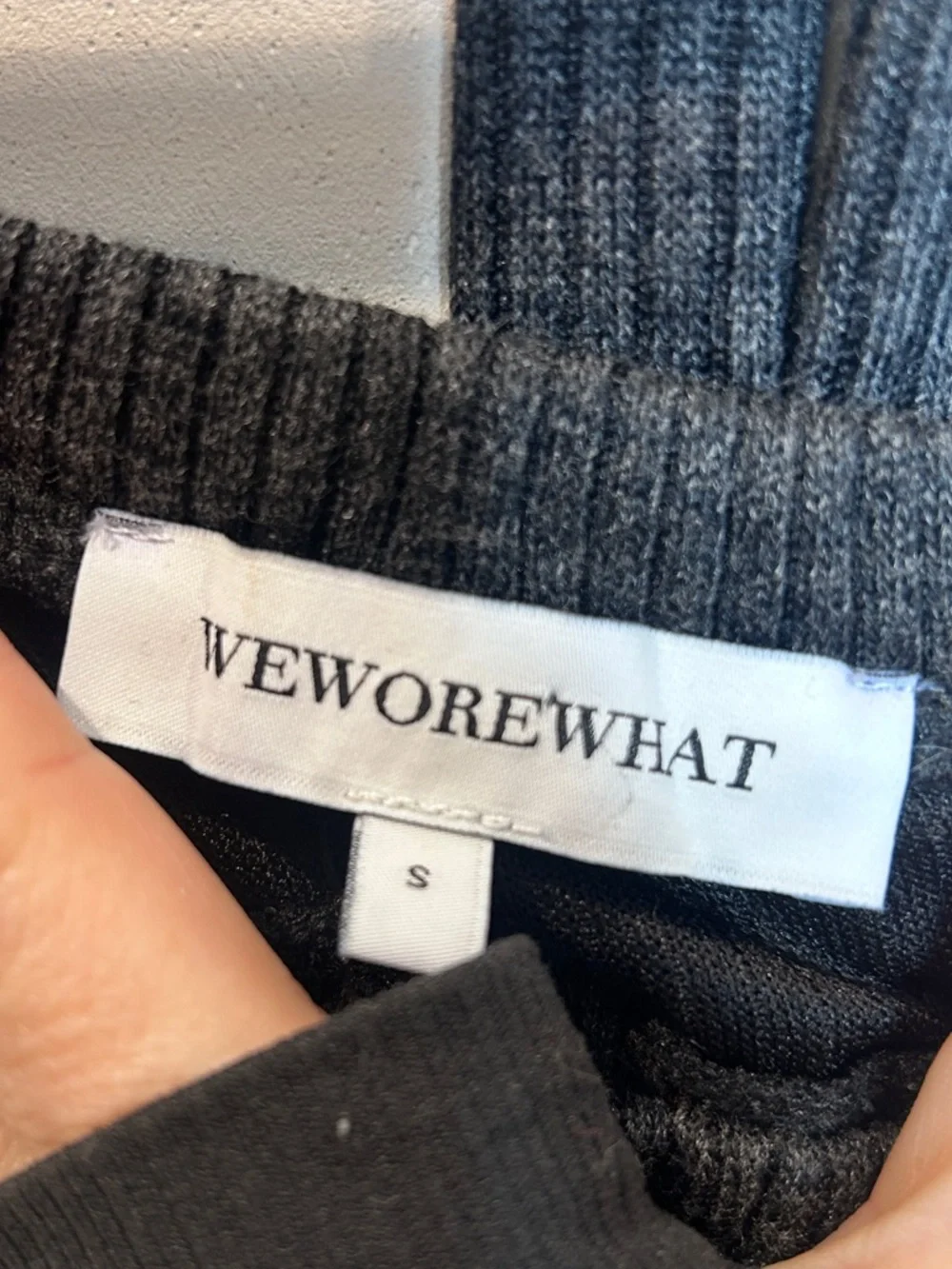 WeWoreWhat Ribbed Cross-Neck Bandeau Crop Top - Charcoal Gray - Picture 7 of 7